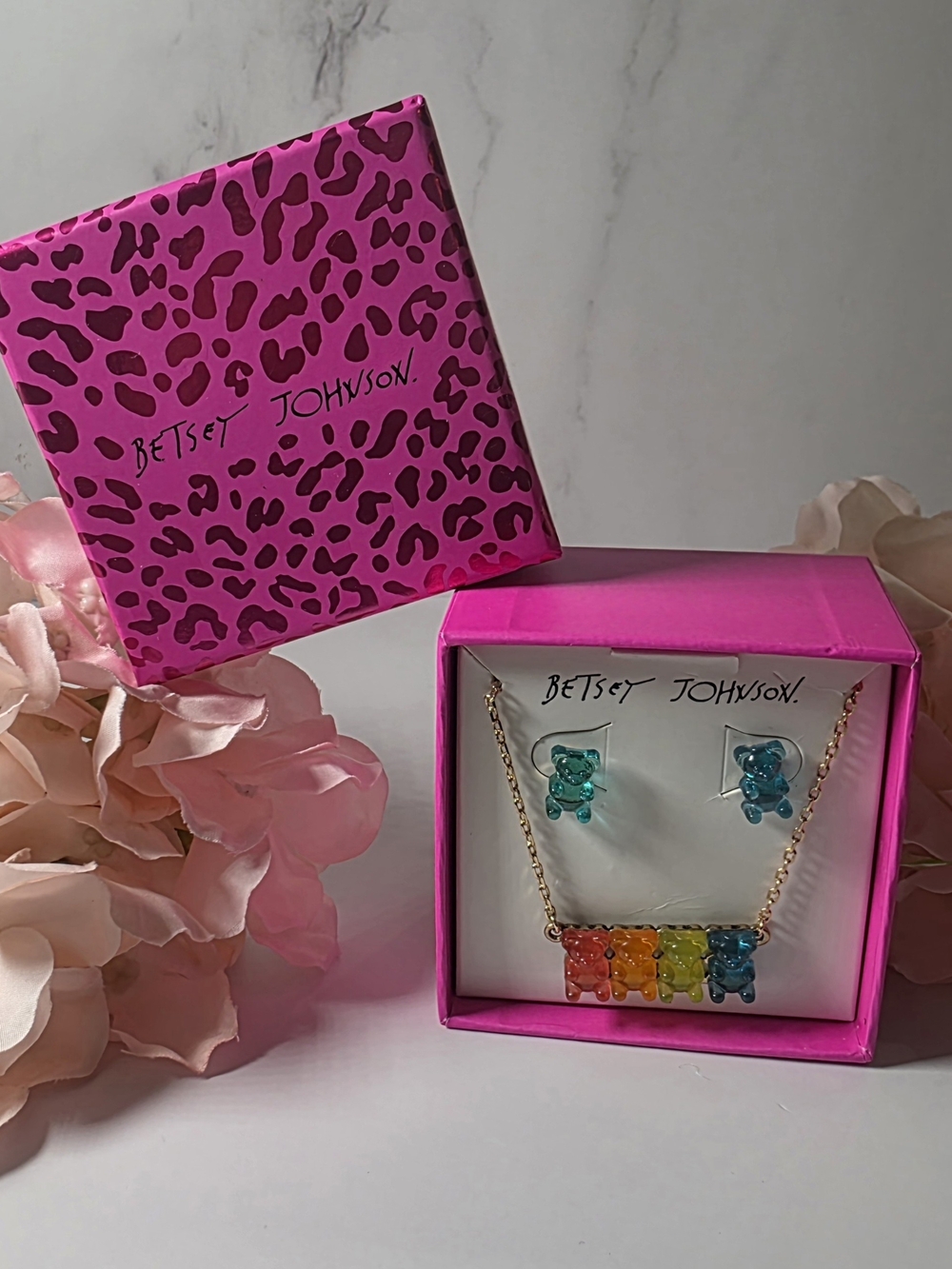 Betsey Johnson - Rainbow Gummy Bear Necklace & Earring Set